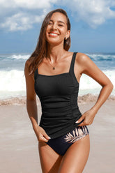 Black Tankini & Floral Bottoms Set